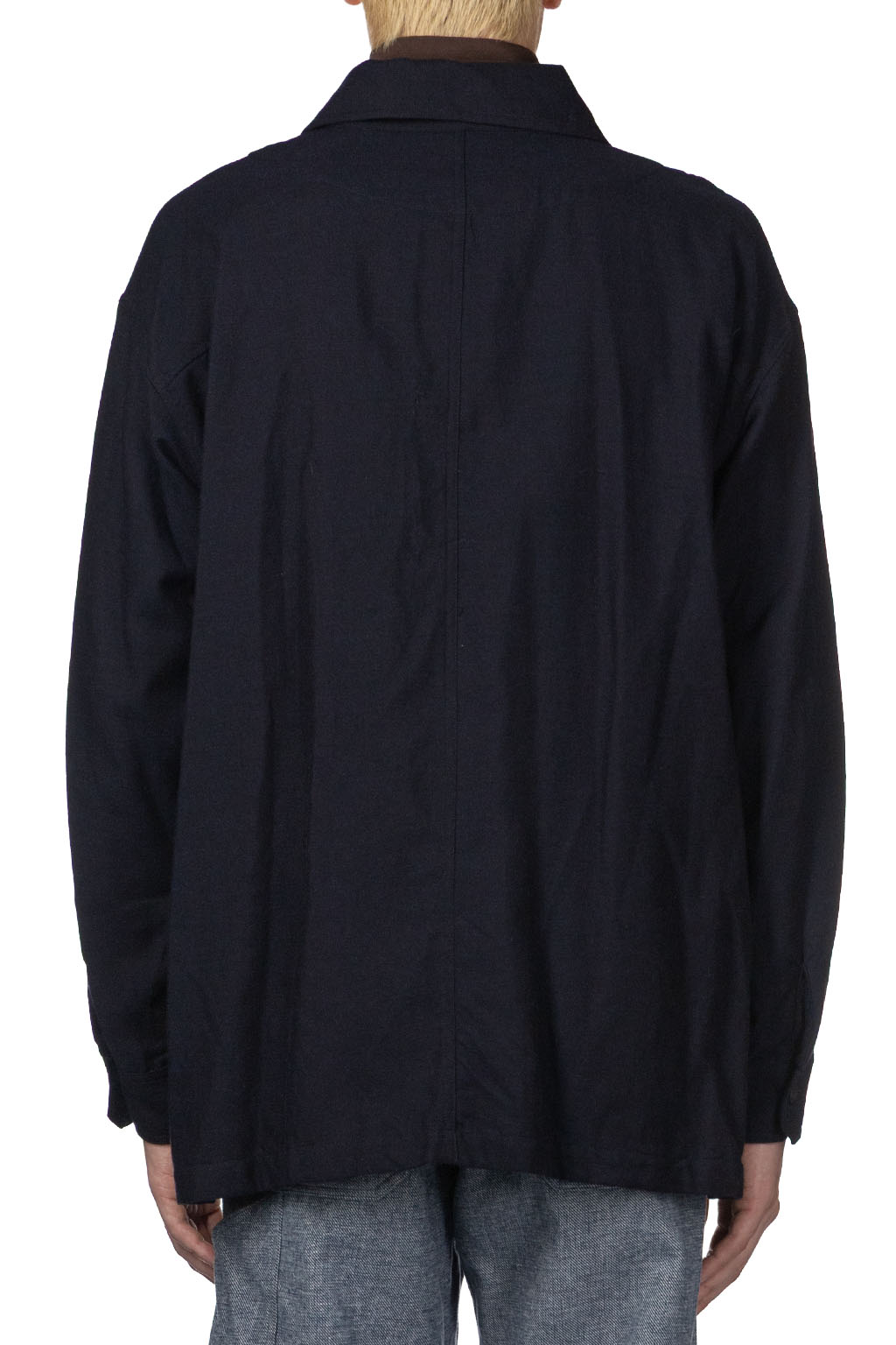 ts(s) - Wool Cotton Chambray Twill Cloth Military Shirt Jacket - Navy